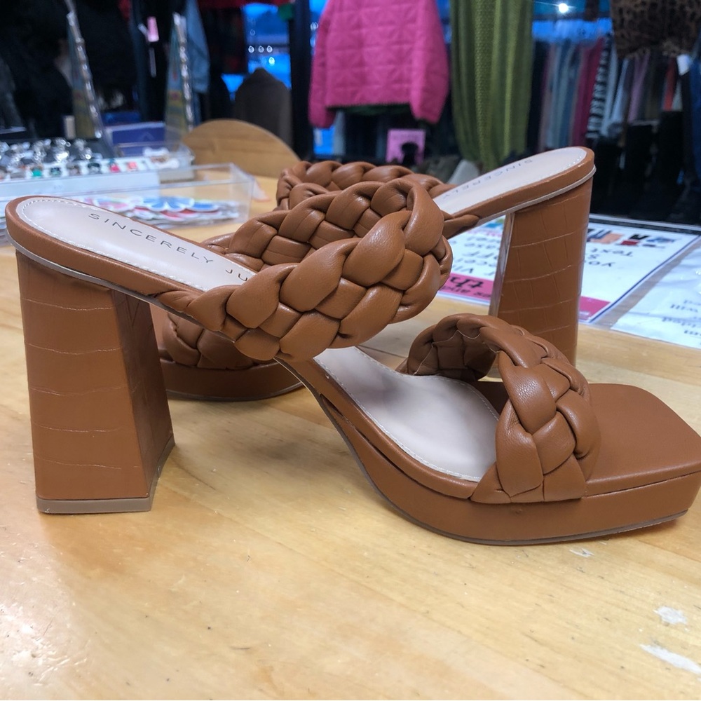 Sincerely Jules Tan Braided Sandals - Picture 2 of 8